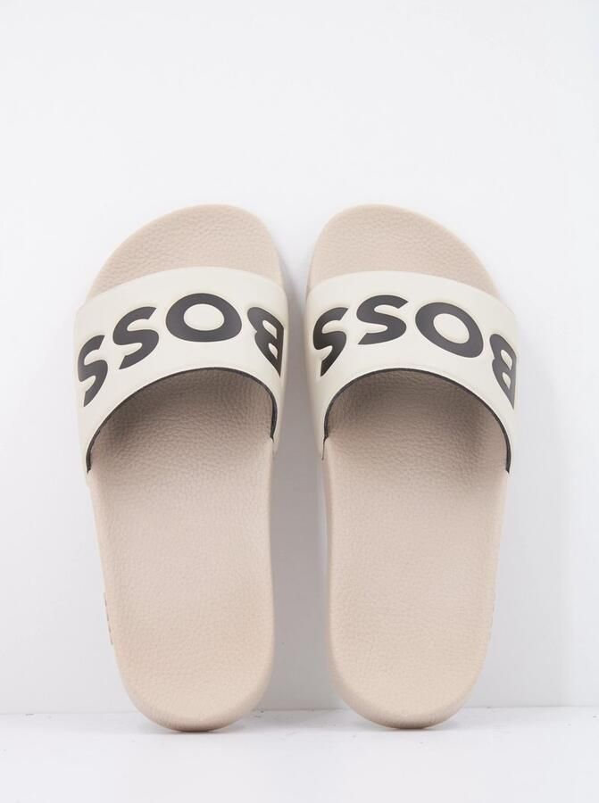 Boss Badslippers met label in reliëf model 'ARYEH'