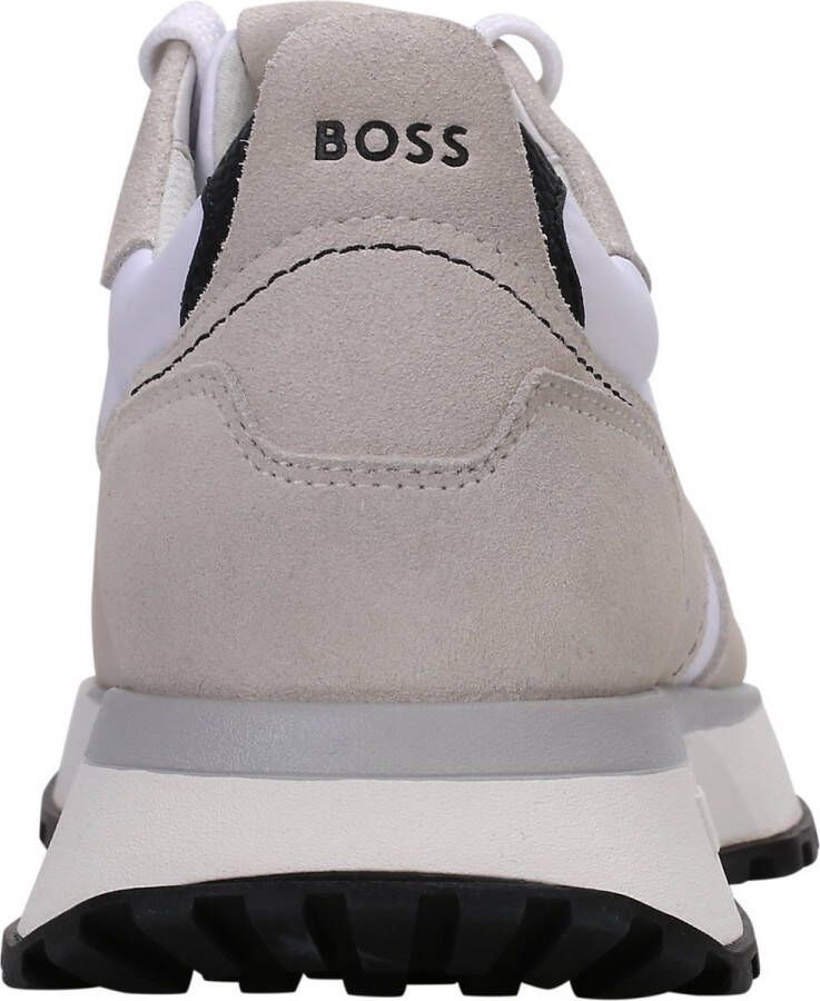 Hugo Boss Leren Sneakers Ronde Neus Logo Vetersluiting Beige Heren