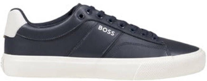 Hugo Boss Blauwe Leren Sneakers Herfst Winter Collectie Blue Heren