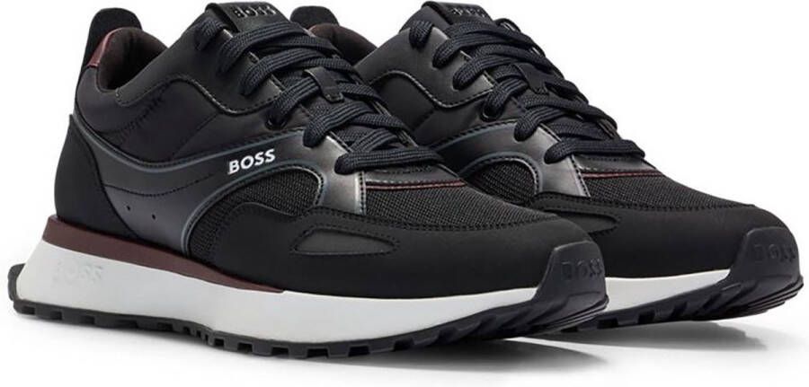 Hugo Boss Retrostijl Sneakers van Gemengde Materialen met Logo Details en Bicolor Zool Black Heren - Foto 1
