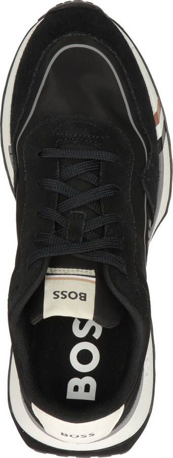 Hugo Boss Zwarte Leren Sneakers Kane Runn Black Heren