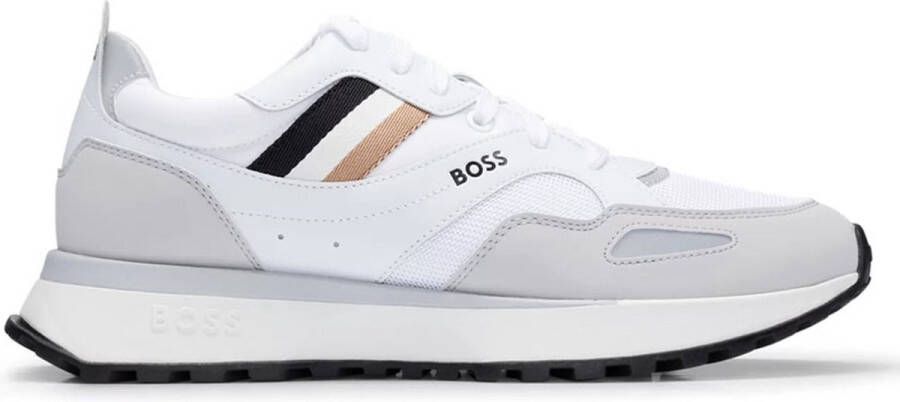 Hugo Boss Sportieve Stijl Witte Sneakers met Merks Kenmerkende Gestreepte Tape White Heren