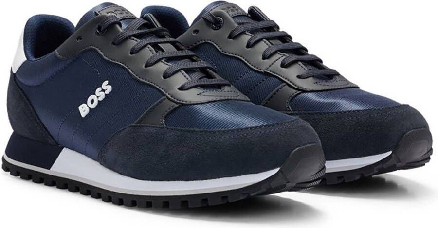 BOSS Lage Sneakers Heren Parkour-l Runn Maat: 42 Materiaal: Leer Kleur: Blauw