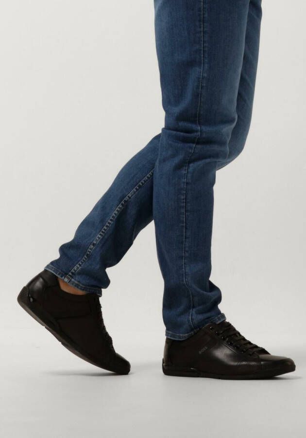 BOSS Saturn Lowp Lage sneakers Leren Sneaker Heren Zwart