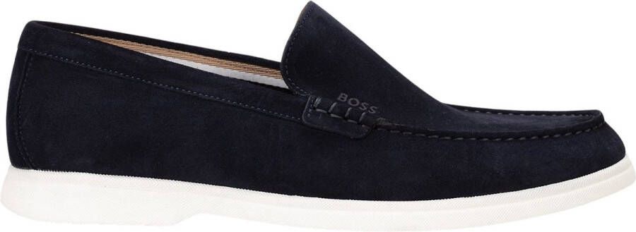 BOSS Sienne_loaf Loafers Suède Instapper Heren Blauw