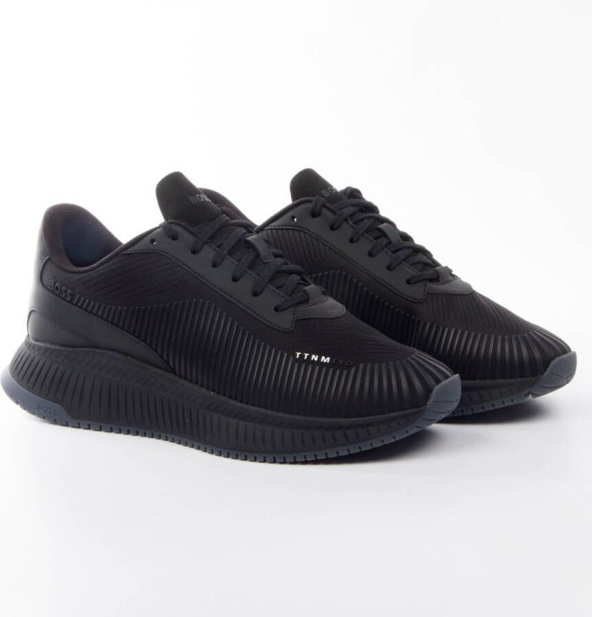 Hugo Boss Dynamische Mesh Sneakers met Dubbel Monogram Black Heren