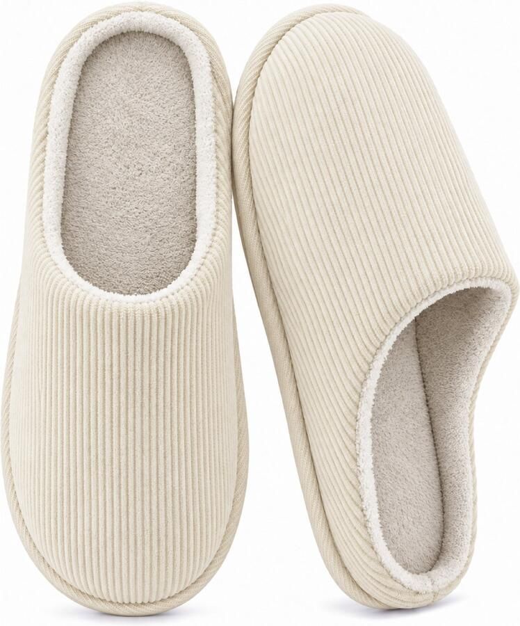 BOTC Pantoffels Dames Sloffen Anti-slip Warme Huisschoenen Crème