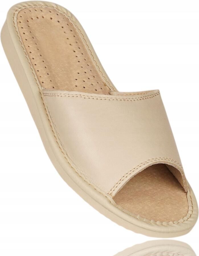Botiga Dames Leren Pantoffels Beige Comfortabele Huis Schoenen
