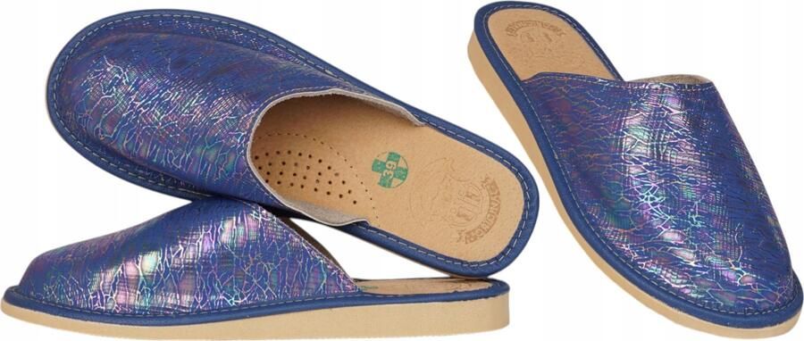 Botiga Dames Pantoffels Leer Blauw Comfortabel & Ademend