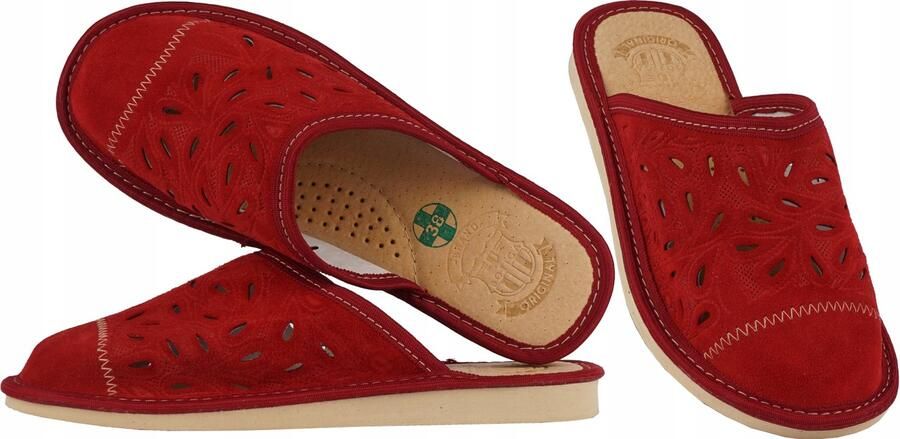 Botiga Dames Pantoffels Leer Suède Rood