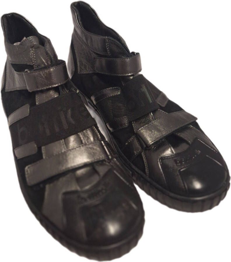 BOTTICELLI -HALFHOGE SNEAKER-BLACK SILVER LEDER