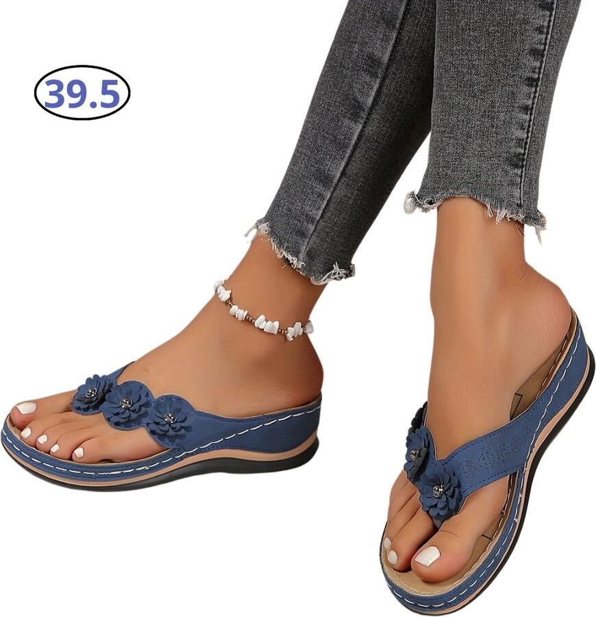 Bovista Comfortabele Slippers Badslippers Teenslippers Anti-Slip Slides Flip Flops Stevig Voetbed Marineblauw