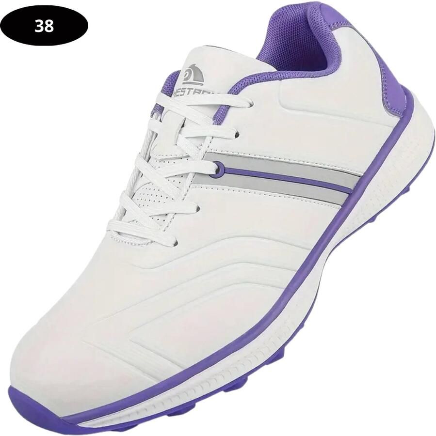 Bovista Golfschoenen Dames- Sneakers Golfkleding Golfschoenen Antislip Waterdicht Golfen Wit & Paars