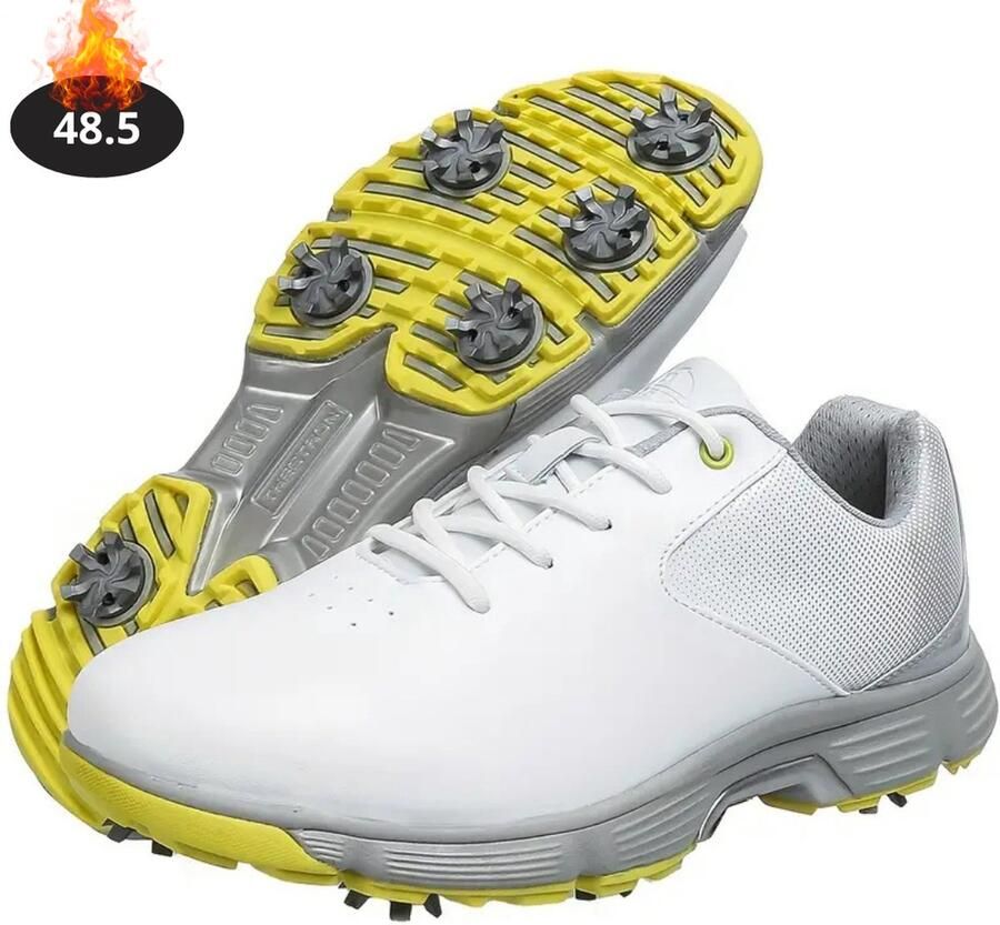Bovista Golfschoenen Heren Golfkleding Golfschoenen Antislip Waterdicht Golfen Met Spikes Grijs Groen