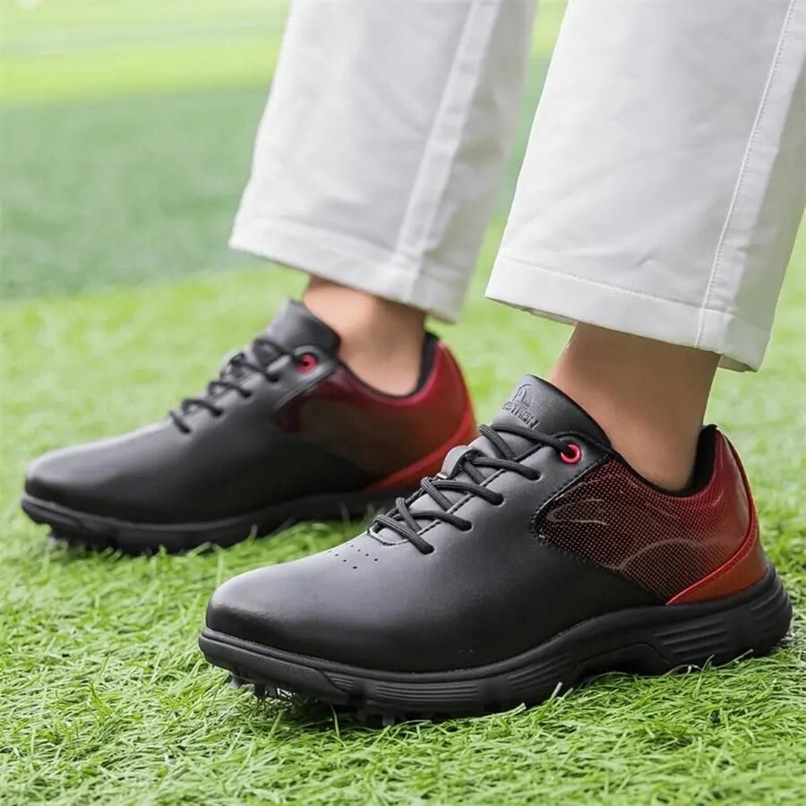 Bovista Golfschoenen Heren Golfkleding Golfschoenen Antislip Waterdicht Golfen Met Spikes Wit Zwart