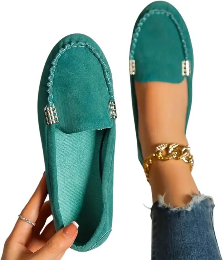 Bovista Loafers Dames Met Hak Damesschoenen Instappers Blauw
