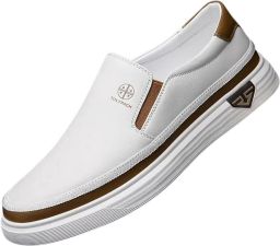 Livano Loafers Heren Met Hak Herenschoenen Instappers Wit