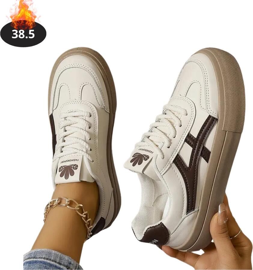 Bovista Schoenen Dames Sneakers Comfortabel Casual Volwassen Wit Bruin