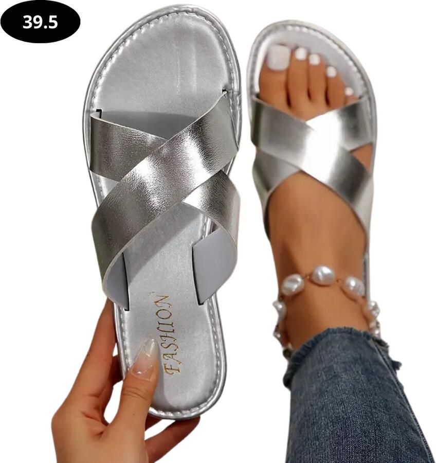 Bovista Slippers Dames Teenslippers Flip Flops Comfortabel Zomer Zilver