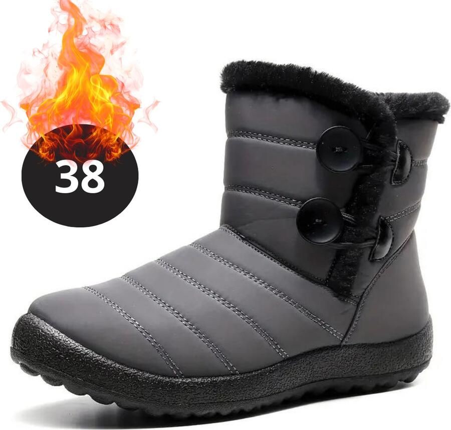 Bovista Snowboots Sneeuwschoenen Sneeuwboots Dames Wintersport Ski Skischoenen Grijs Knopen - Foto 1