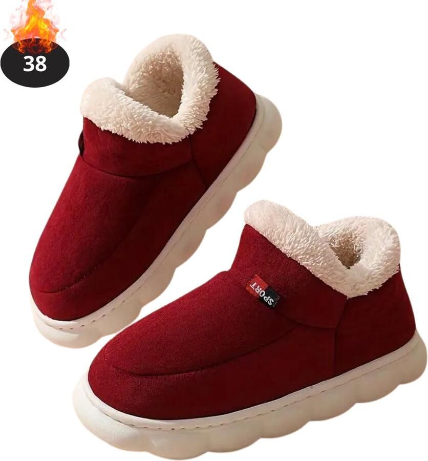 Bovista Warme Pantoffels Sloffen Slippers Pluche Rood