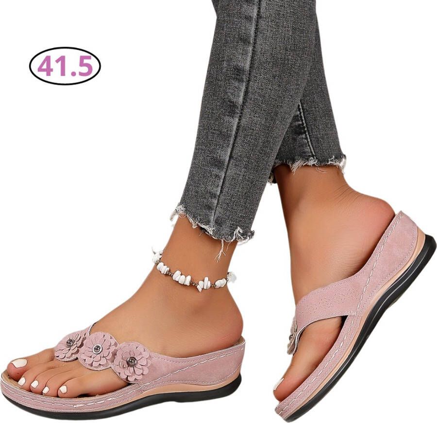 Bovista Comfortabele Slippers Badslippers Teenslippers Anti-Slip Slides Flip Flops Stevig Voetbed Roze