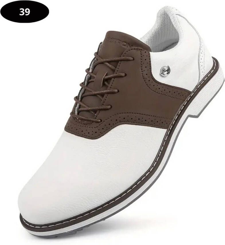 Bovista Golfschoenen Heren Sneakers Golfkleding Golfschoenen Antislip Waterdicht Golfen Bruin & Wit