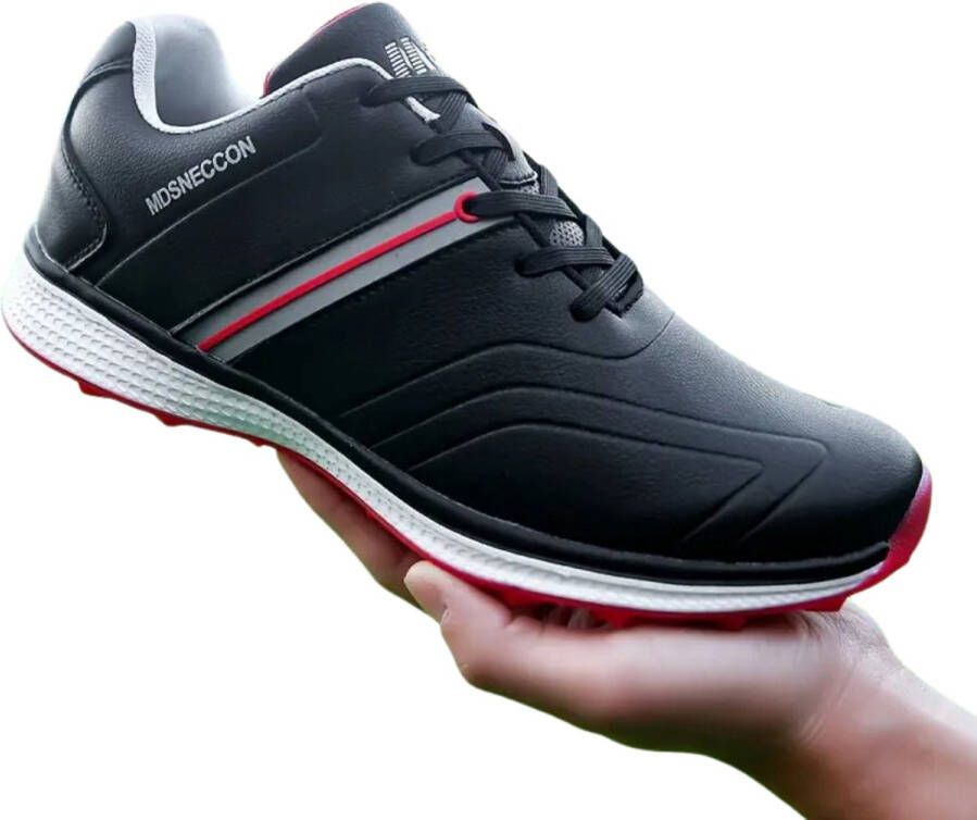 Bovista Golfschoenen Heren Sneakers Golfkleding Golfschoenen Antislip Waterdicht Golfen Zwart & Rood