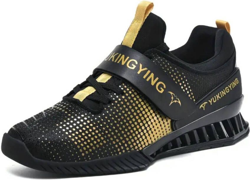 Bovista Powerlift Schoenen Powerlifter Weightlifting Squat Gewichthef Gym Schoenen Sneaker Zwart Goud