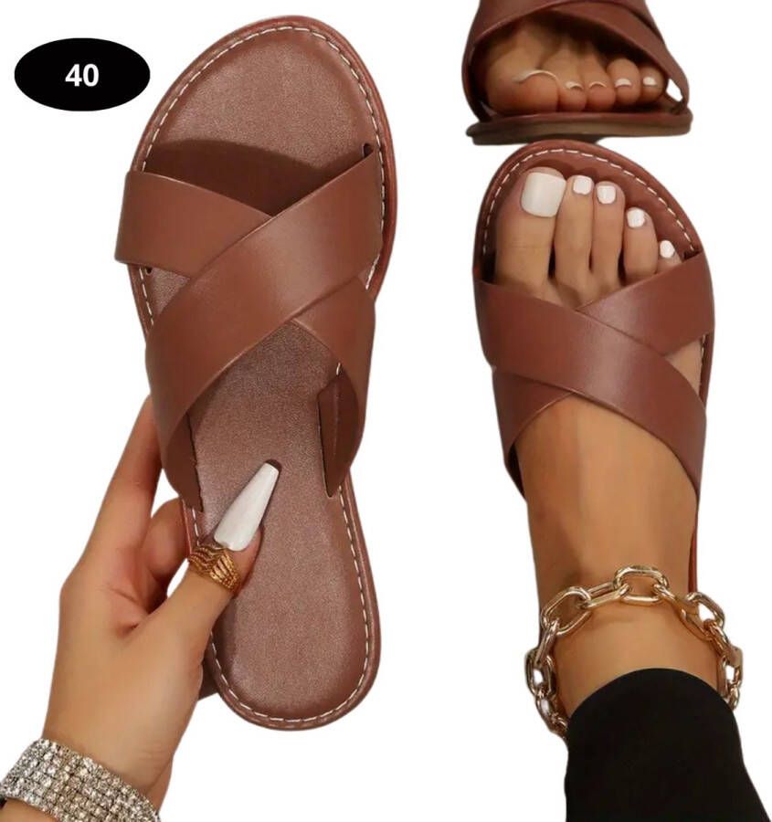 Bovista Slippers Dames Teenslippers Flip Flops Comfortabel Zomer Donkerbruin