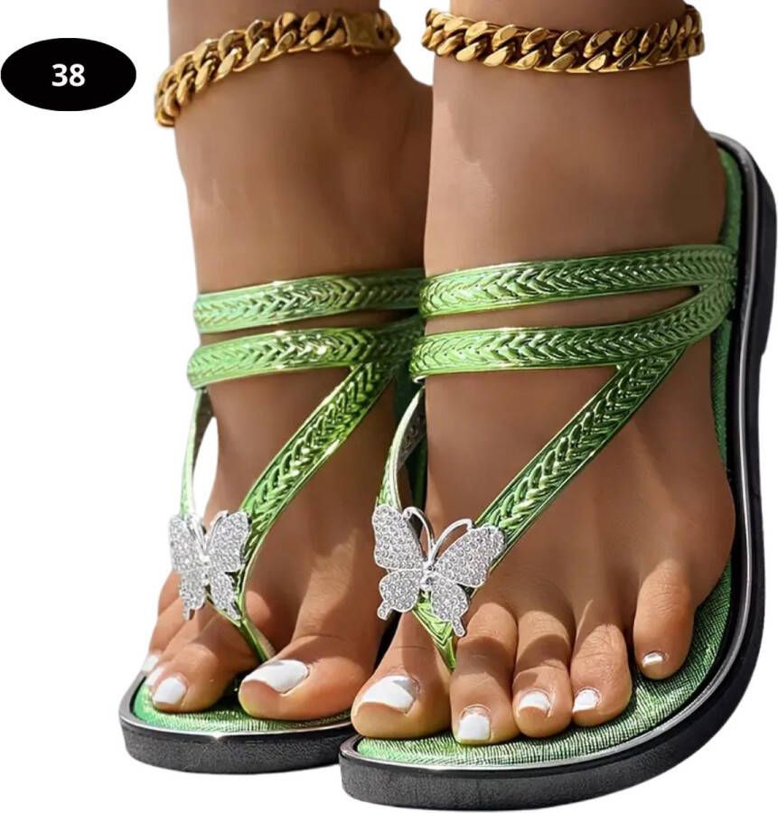 Bovista Slippers Dames Teenslippers Flip Flops Comfortabel Zomer Groen