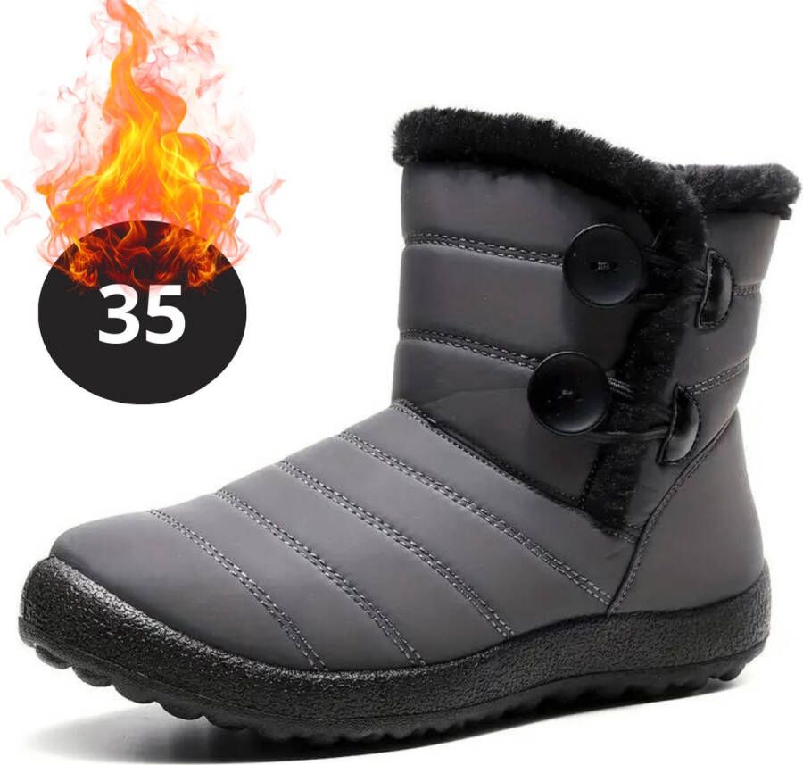 Bovista Snowboots Sneeuwschoenen Sneeuwboots Dames Wintersport Ski Skischoenen Grijs Knopen