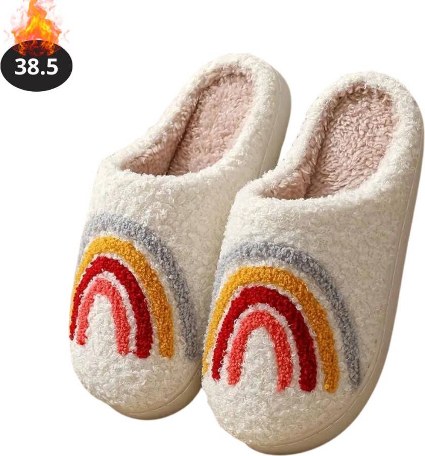 Bovista Warme Pantoffels Sloffen Slippers Pluche Regenboog