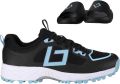 Brabo Tribute Junior Turf Hockeyschoenen Black Light Blue met Slides - Zwart