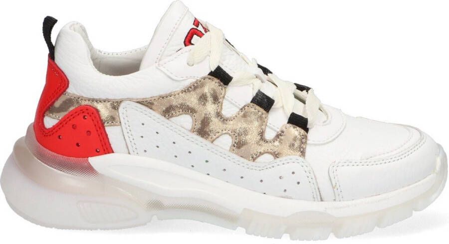 Braqeez 421270-500 Meisjes Lage Sneakers Wit Print Leer Veters