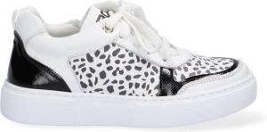 Braqeez 421303-600 Meisjes Lage Sneakers Wit Print Leer Veters