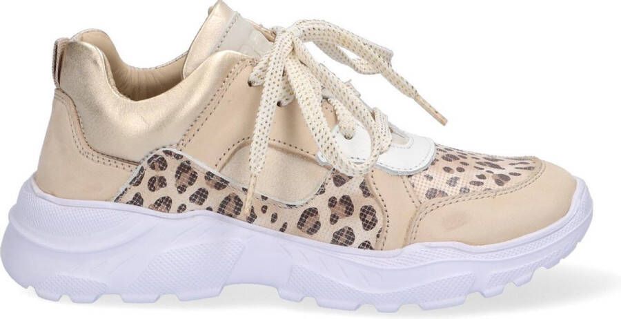 Braqeez 421304-513 Meisjes Lage Sneakers Goud Print Leer Veters