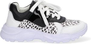 Braqeez 421304-689 Meisjes Lage Sneakers Wit Print Leer Veters