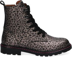 Braqeez 421755 992 Biker Boots Grijs Print Leer Veters