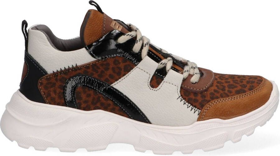 Braqeez 421792-513 Meisjes Lage Sneakers Bruin Print Leer Veters