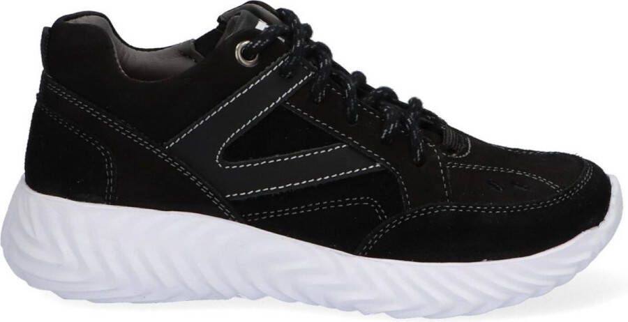 Braqeez 421930-589 Jongens Lage Sneakers Zwart Nubuck Veter