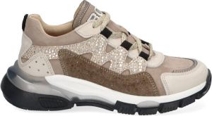 Braqeez 421972-501 Meisjes Lage Sneakers Beige Bruin Textiel Veters