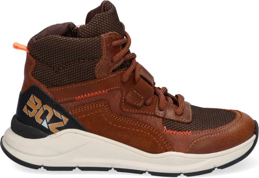 Braqeez 421982-513 Hoge Sneakers Bruin Leer Veters