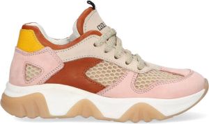 Braqeez 422240-570 Meisjes Lage Sneakers Beige Roze Rood Leer Veters