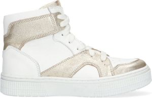Braqeez 422252-595 Meisjes Basket Sneakers Goud Wit Leer Veters
