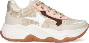 Braqeez 422260-503 Meisjes Lage Sneakers Beige Goud Leer Veters