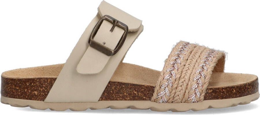 Braqeez 422421 502 Meisjes Slippers Beige Imitatieleer Gesp