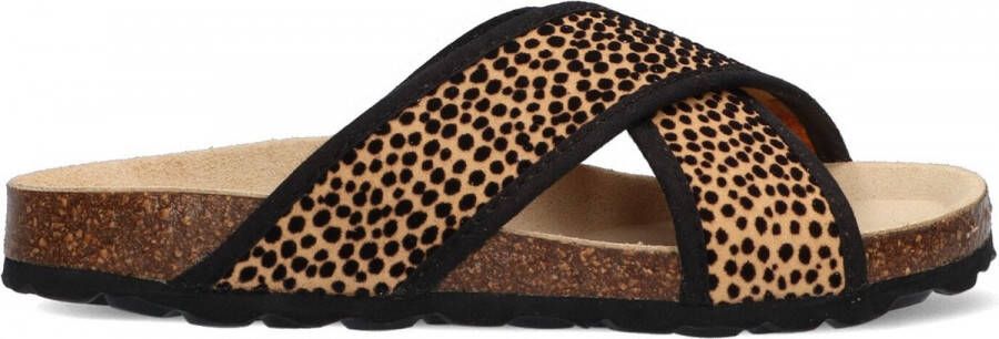 Braqeez 422422-513 Meisjes Slippers Beige Print Imitatieleer Geen Sluiting