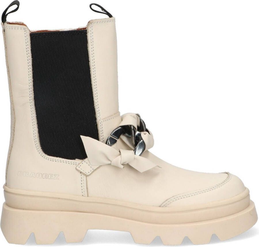 Braqeez 422720-502 Meisjes Chelsea Boots Beige Leer Ritssluiting