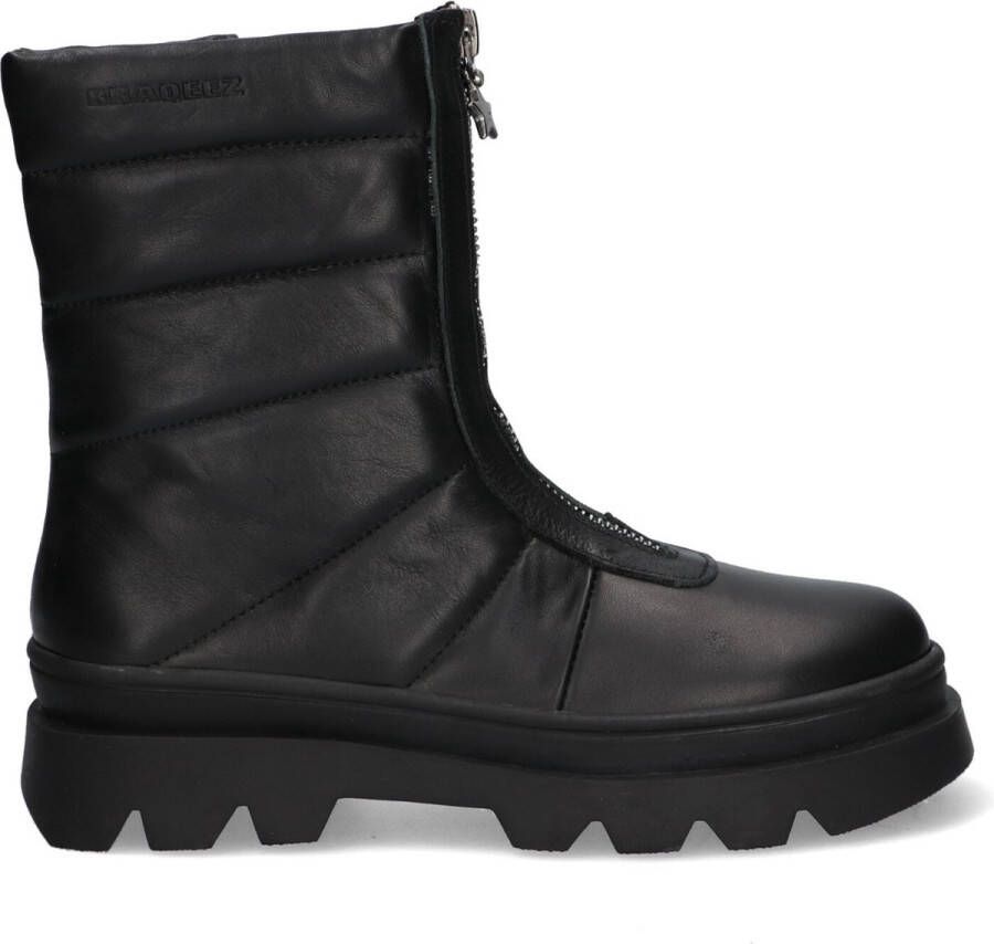 Braqeez 422721-589 Meisjes Biker Boots Zwart Leer Ritssluiting
